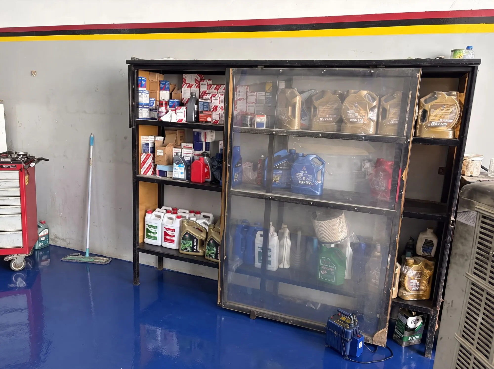 Parts and fluids on hand